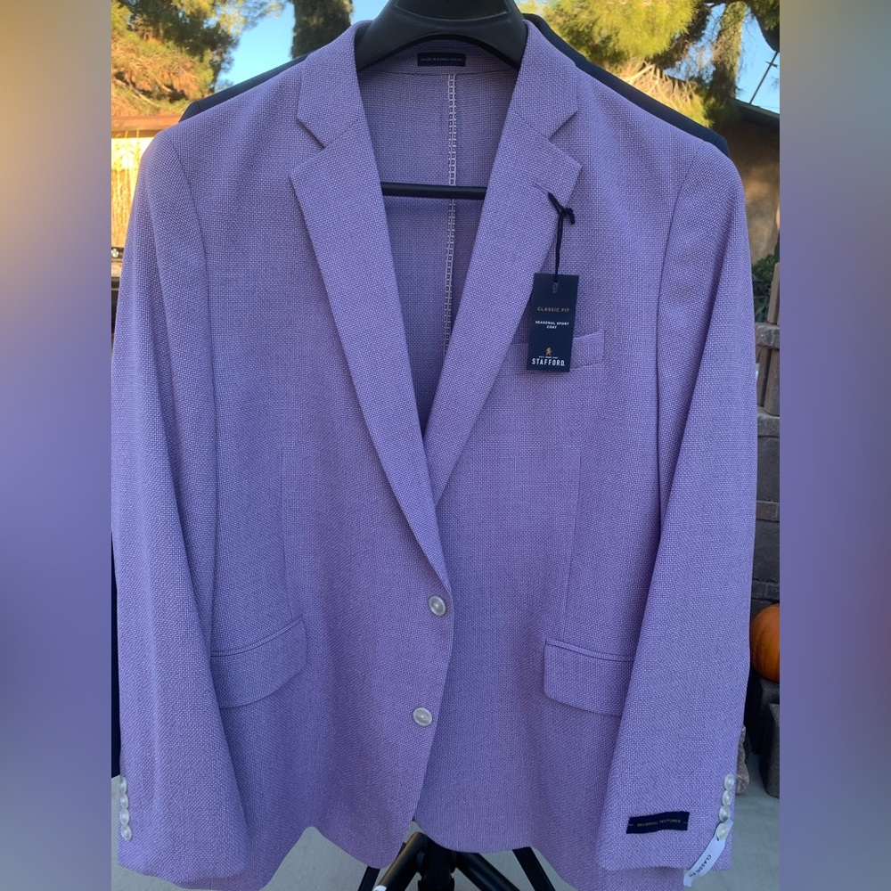 NWT Men’s Stafford Lavender Purple Blazer Sport coat classic fit size 48 REG